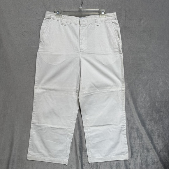 Calvin Klein Jeans Denim - Calvin Klein Jeans Jeans Womens 10 White Cropped Regiment Twill Relaxed Fit